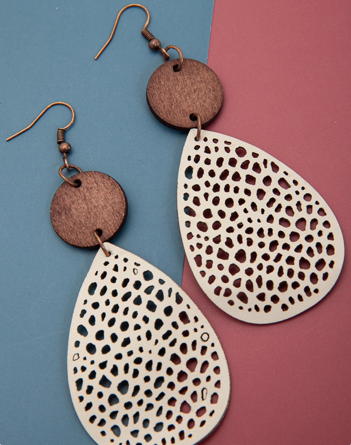 Apricot Wood Drop Earrings