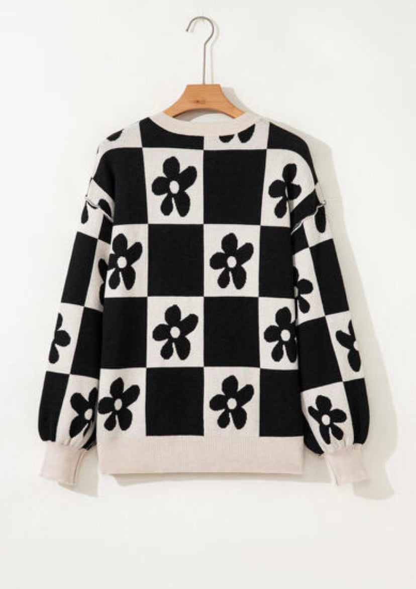 Gracie’s Floral Checkered Sweater