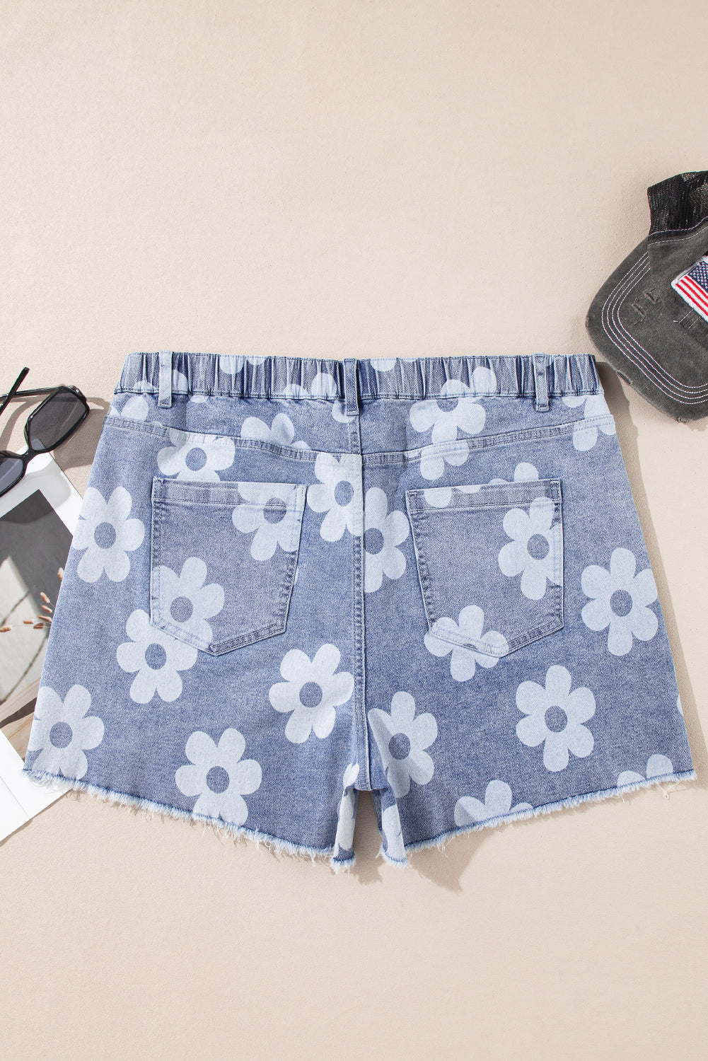 Floral Plus Size Denim Shorts