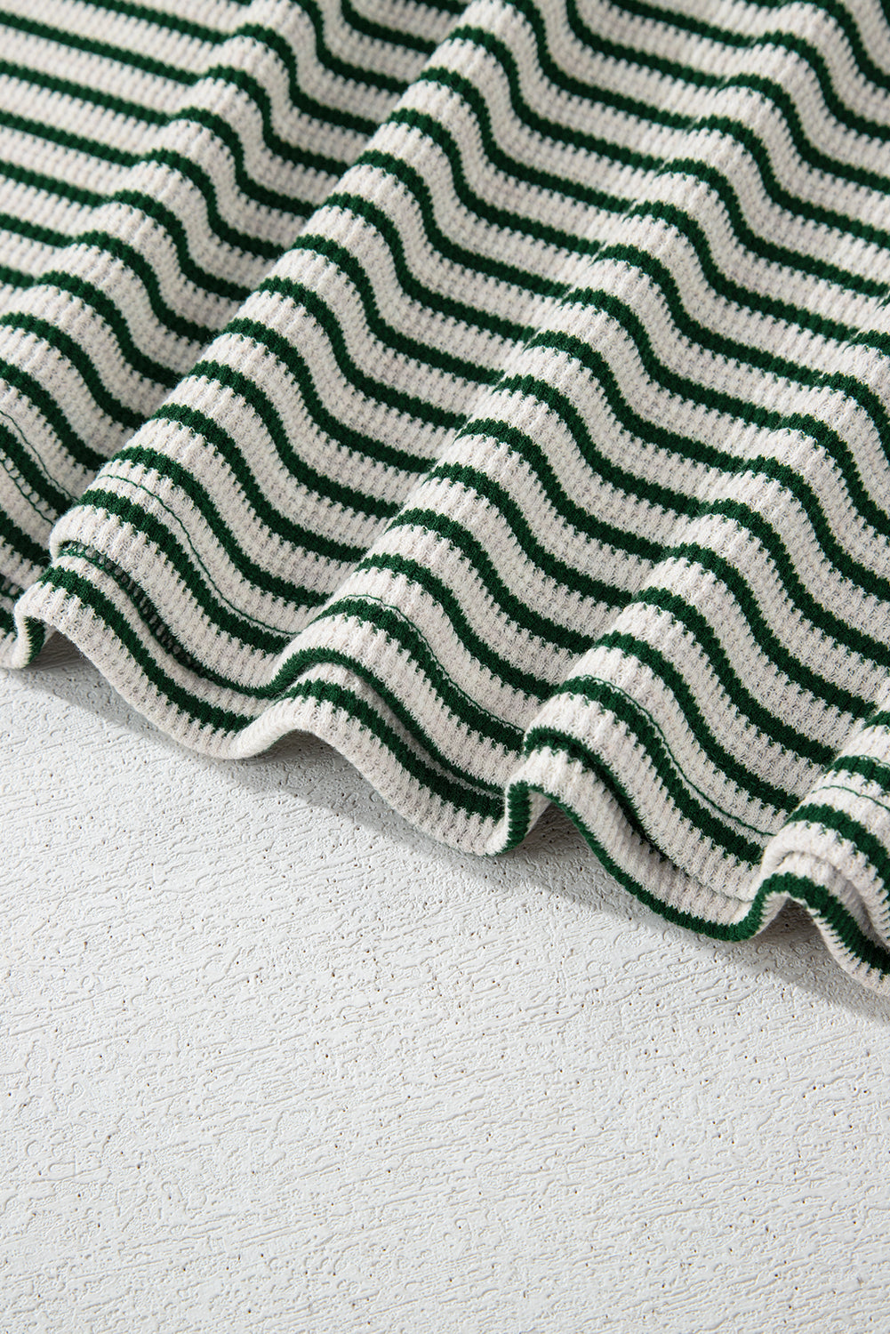 Green Stripe Trimmed Round Neck Plus Size Boxy Fit T-shirt