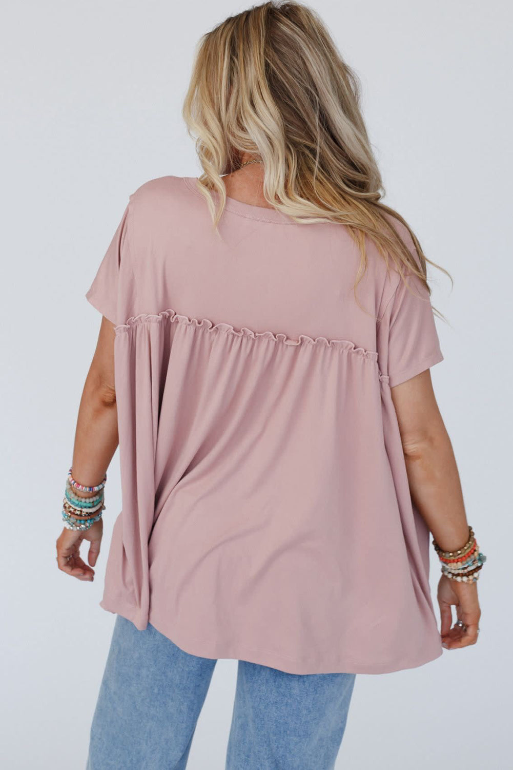 Light Pink Ruffled Babydoll Tee