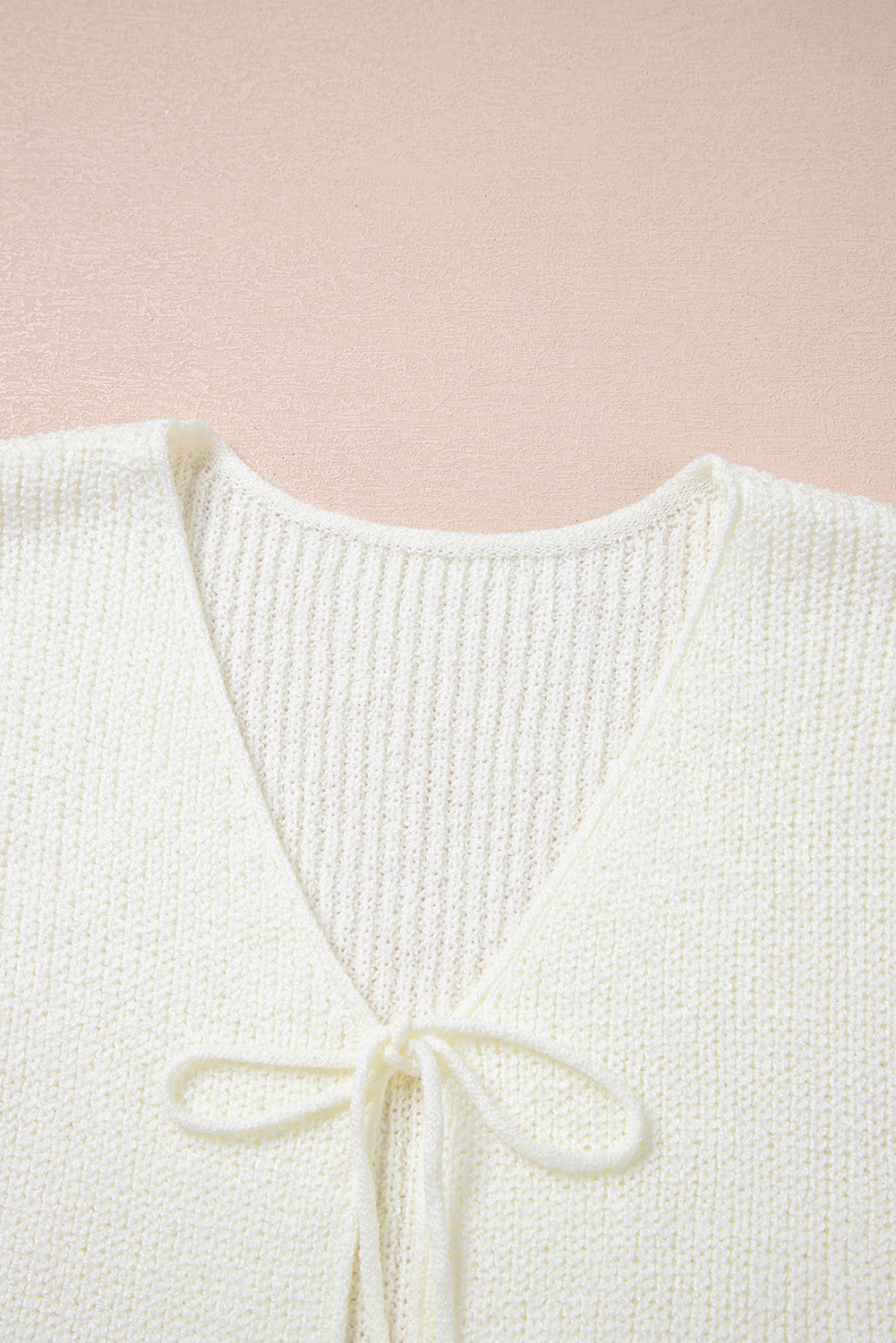 Beige Lace-up Front V Neck Sweater Vest