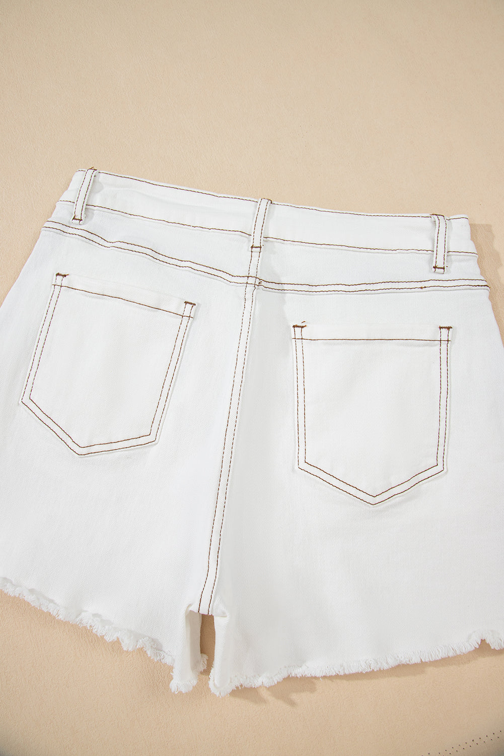 White Raw Hem High Waist Denim Shorts