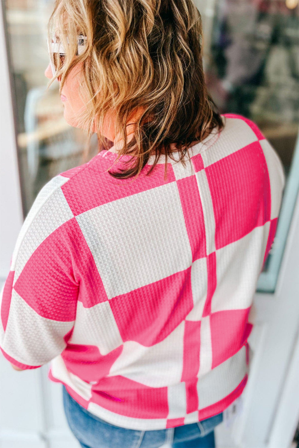 Hot Pink Checkered Plus Size T Shirt