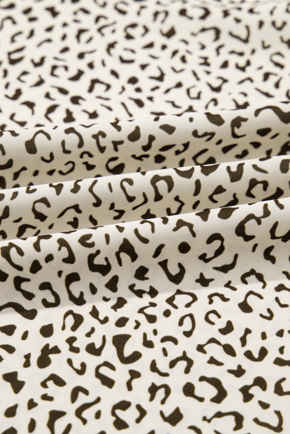 Beige Plus Size Leopard Print Frill Trim Short Sleeve Flared Dress