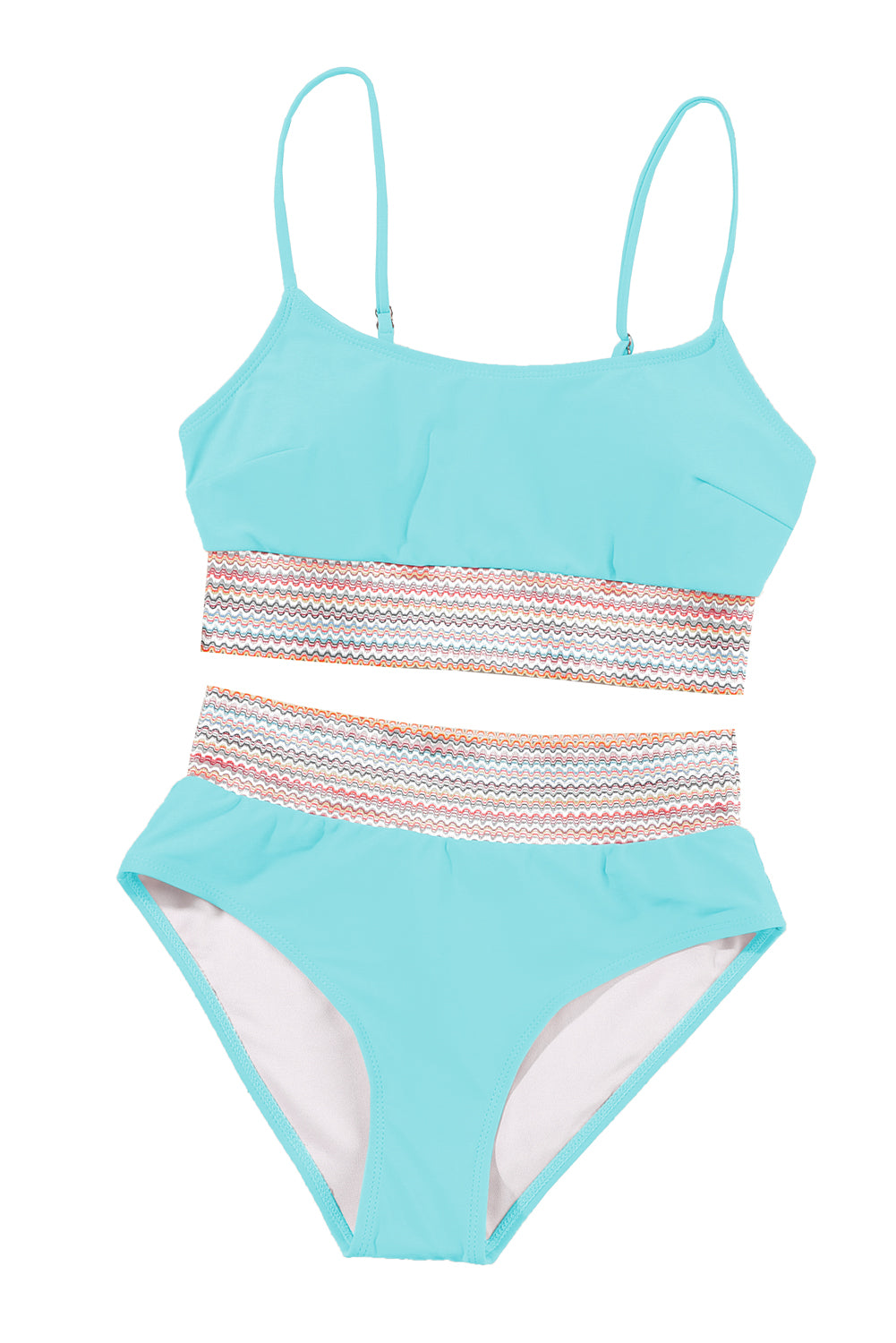 Sky Blue Striped Swimsuit