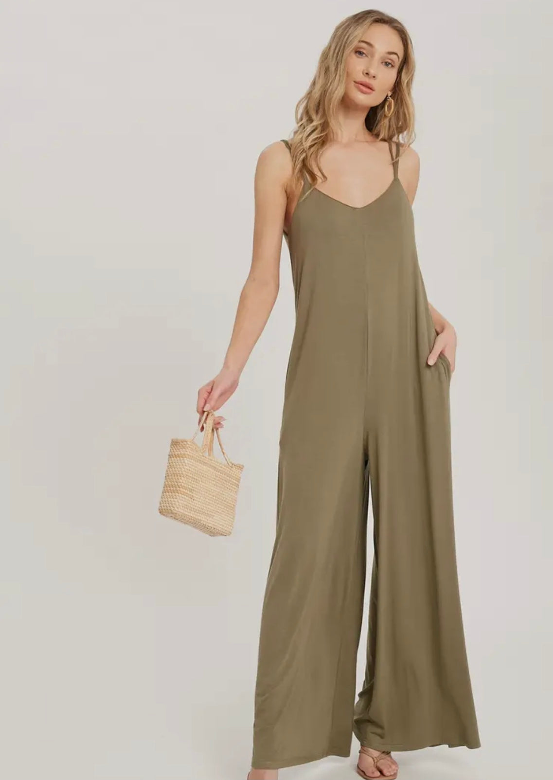 Olive Green Criss-Cross Jumpsuit