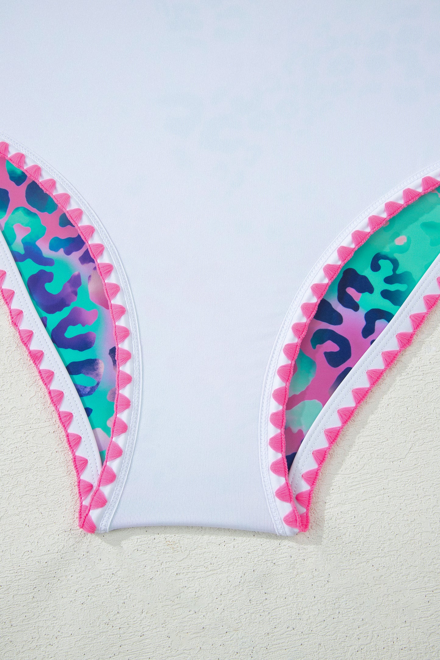 Pink Leopard Ricrac Trim Square Neck High Waist Bikinich