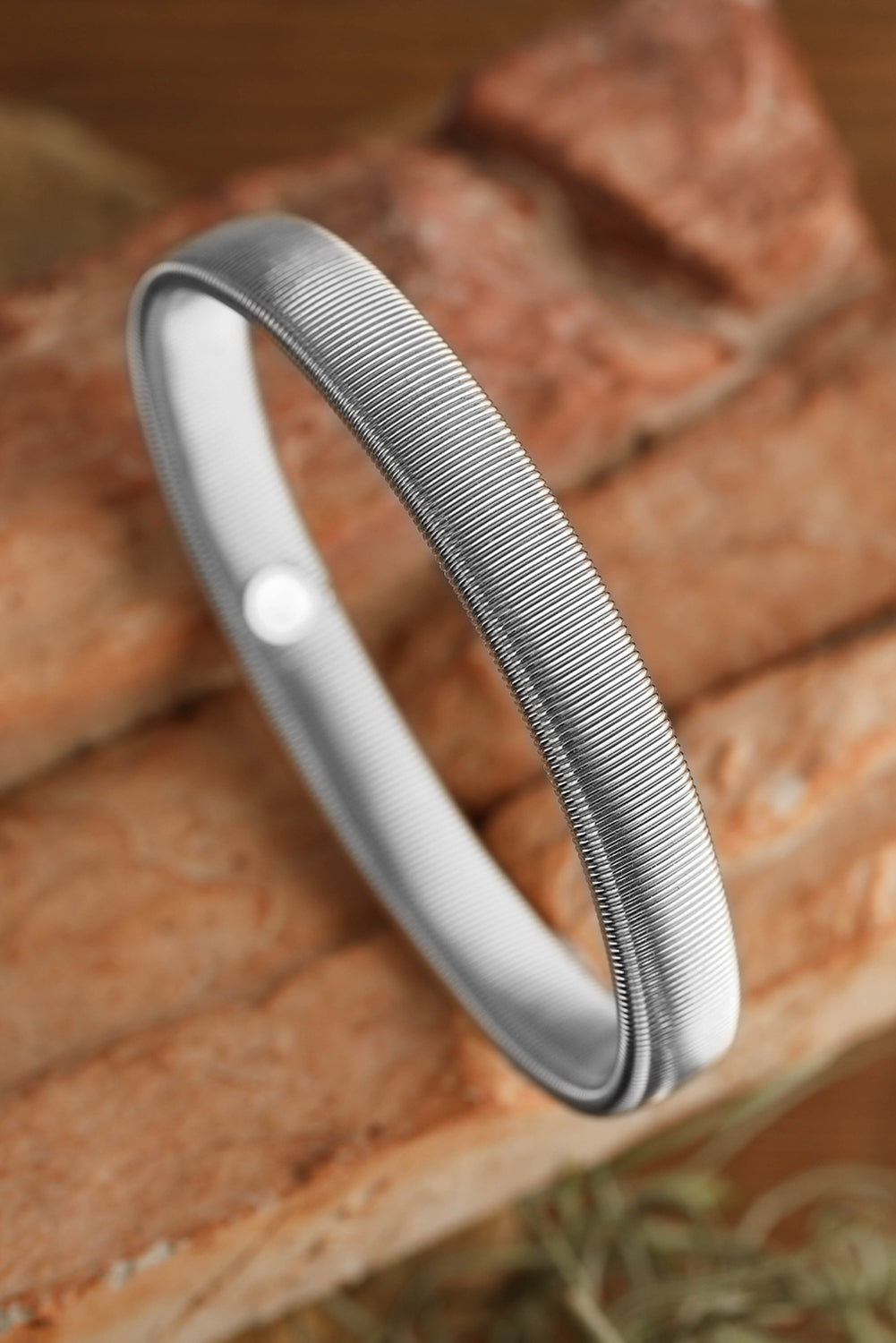 Silver Stretchy Metal Wide Bangle