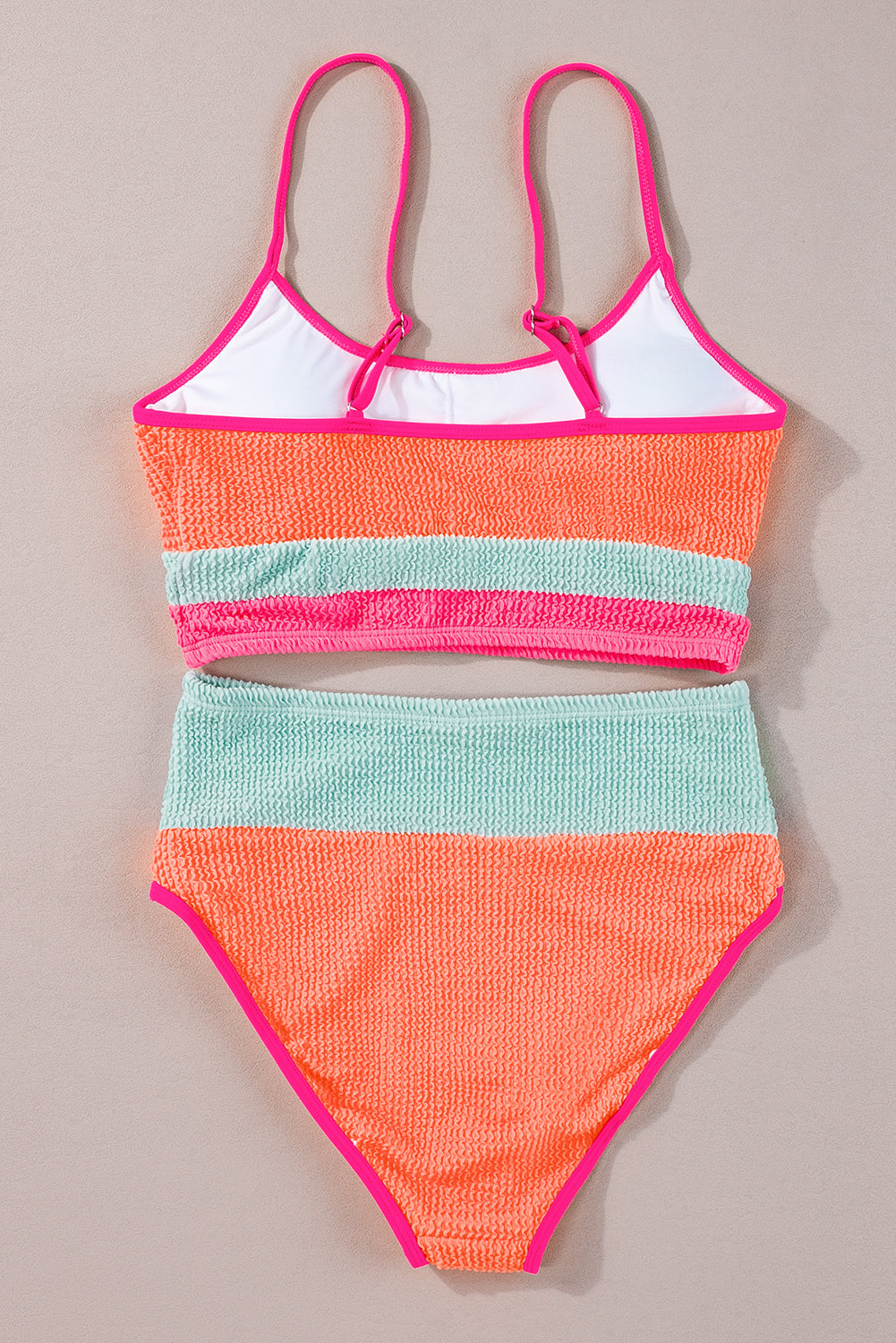 Grapefruit Orange Color Block High Waisted Sexy Bikini Set