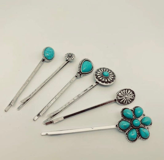 Turquoise hair pins