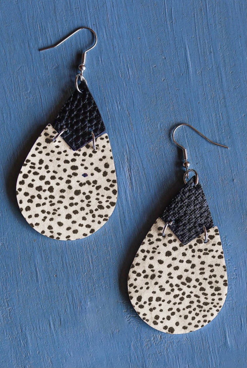 Black polka dot earrings