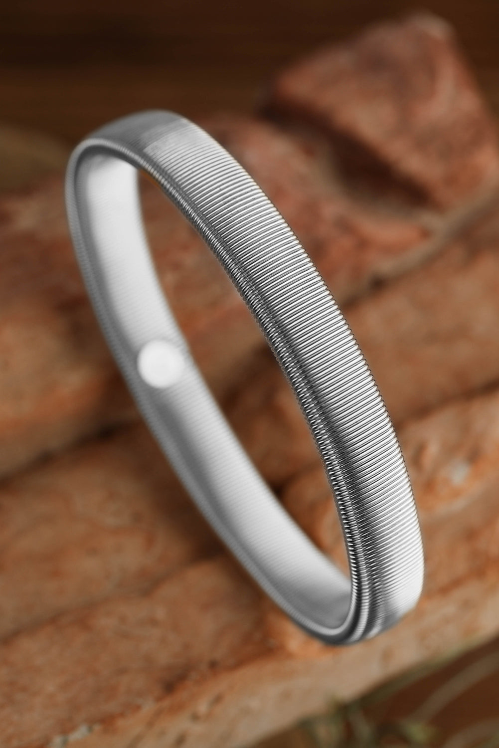 Silver Stretchy Metal Wide Bangle