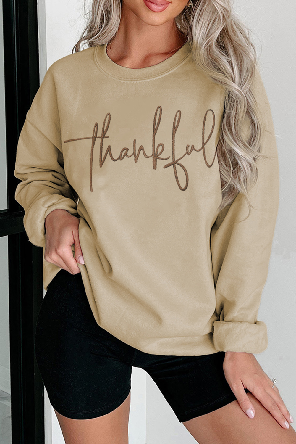 Embroidered Thankful Crew