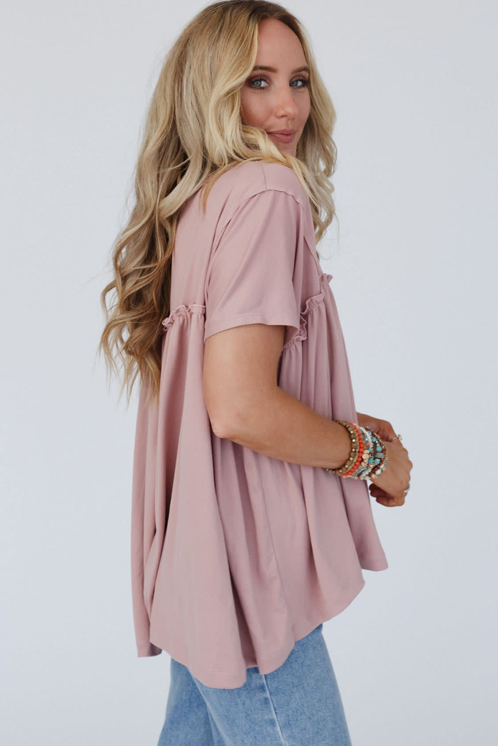 Light Pink Ruffled Babydoll Tee