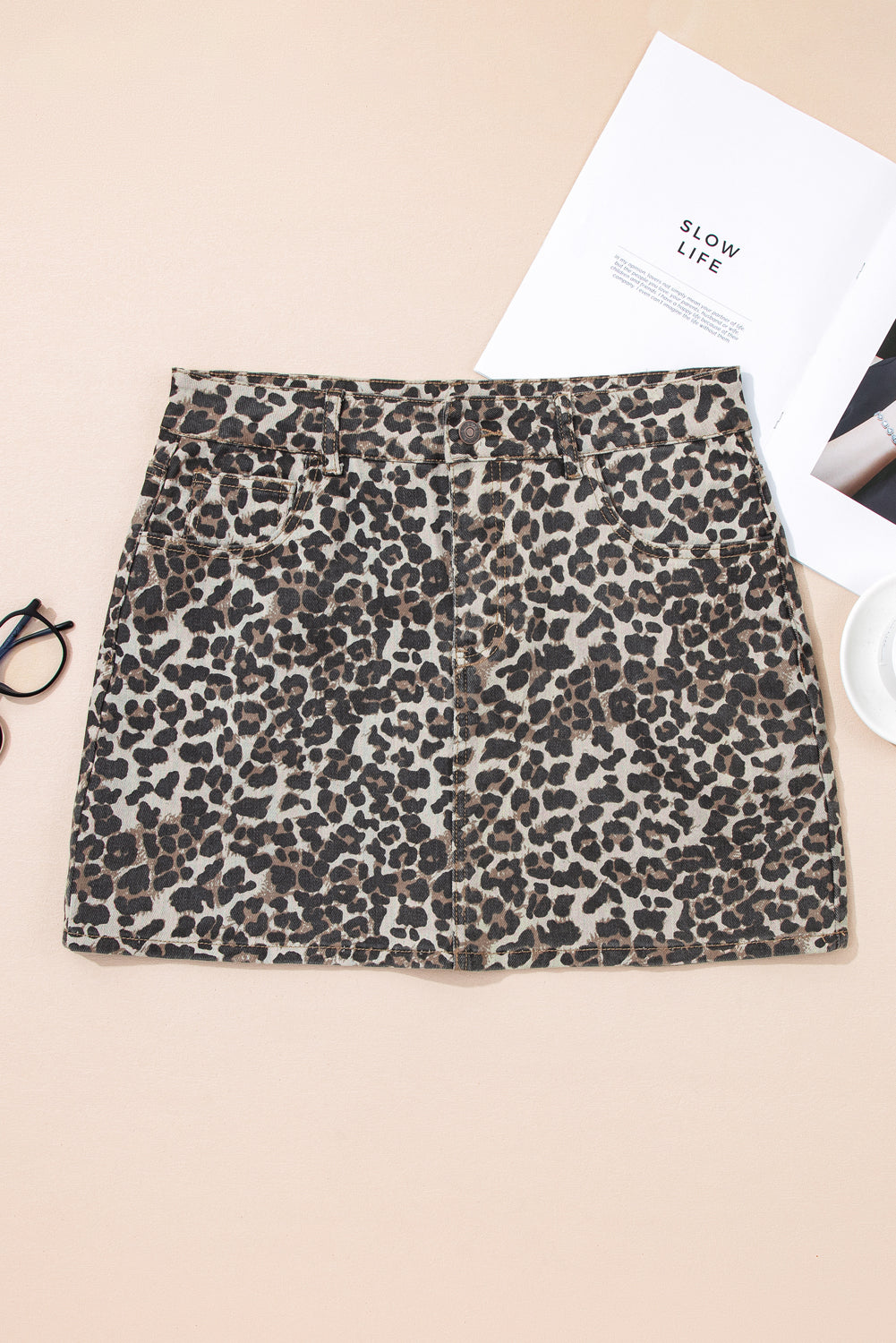 Leopard Denim Skirt