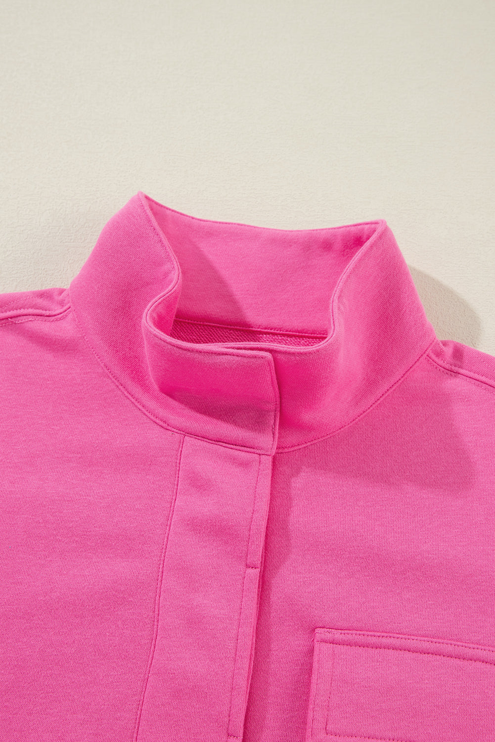 Bright Pink Half Button Collared Sweatshirt