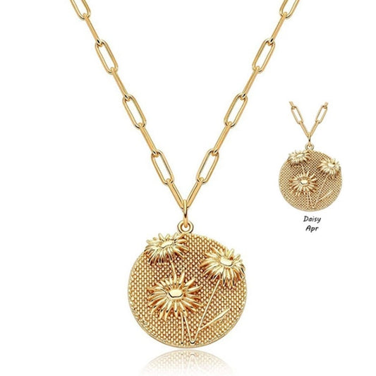 Gold daisy flower necklace