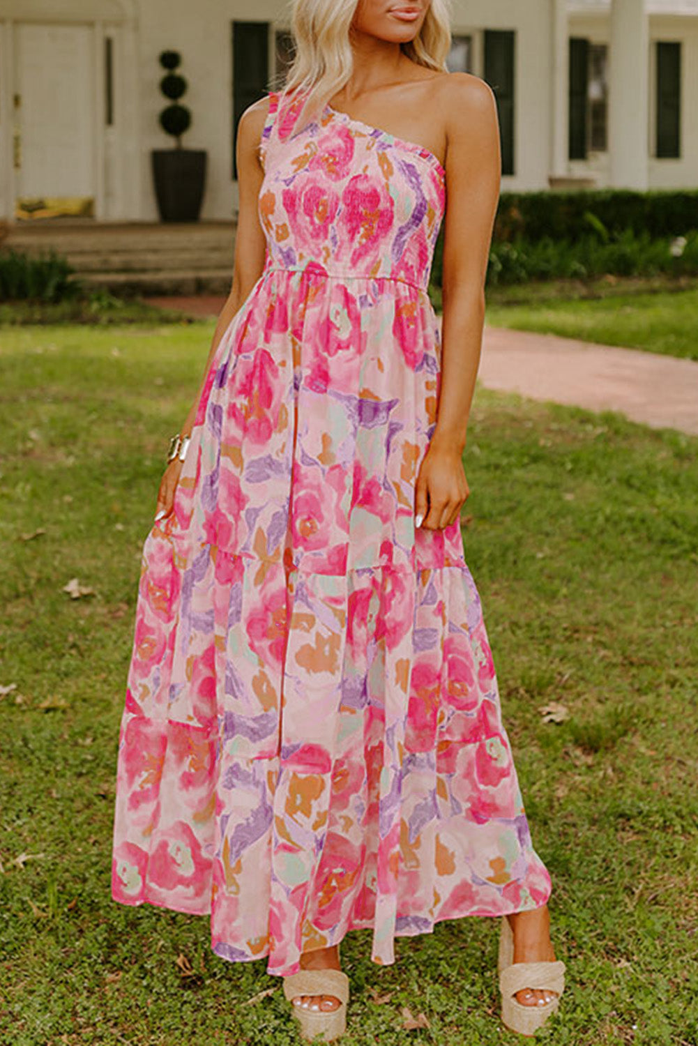 Pink One Shoulder Dress