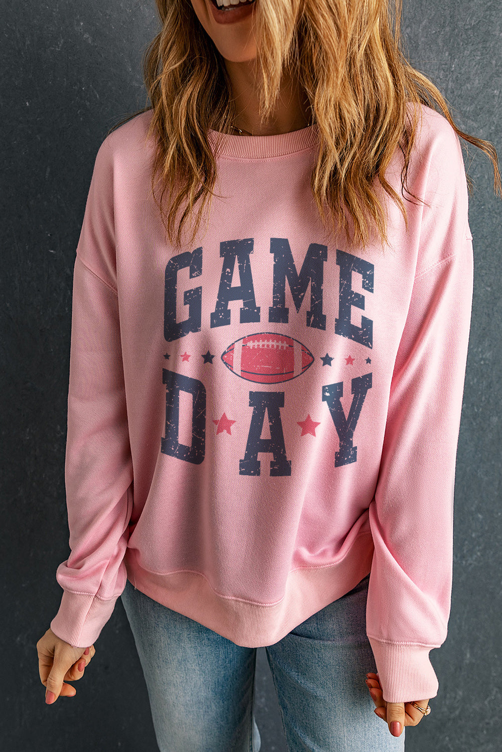 Pink Football GAME DAY Graphic Sweatshirt