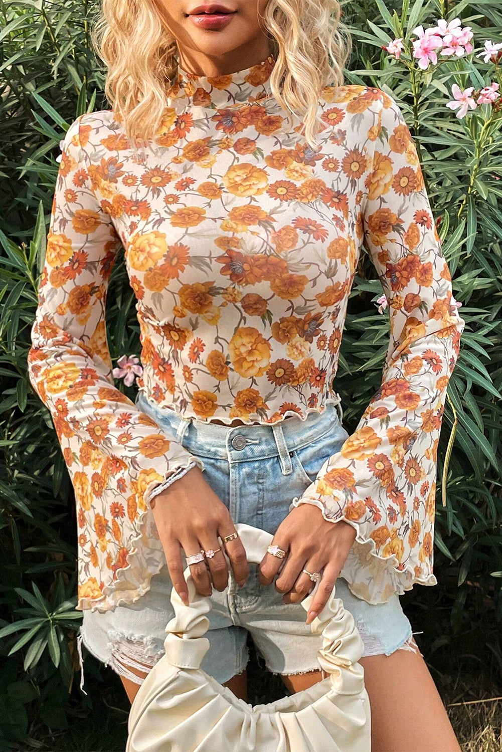 Orange Bell Sleeve Top