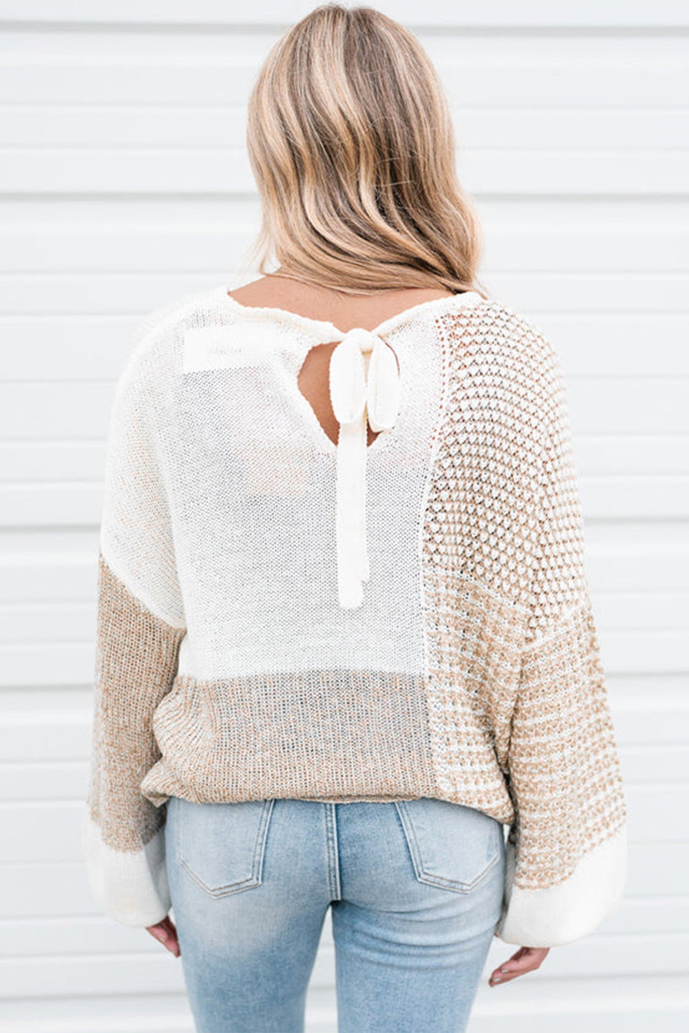 Oatmeal Mixed Tie Sweater