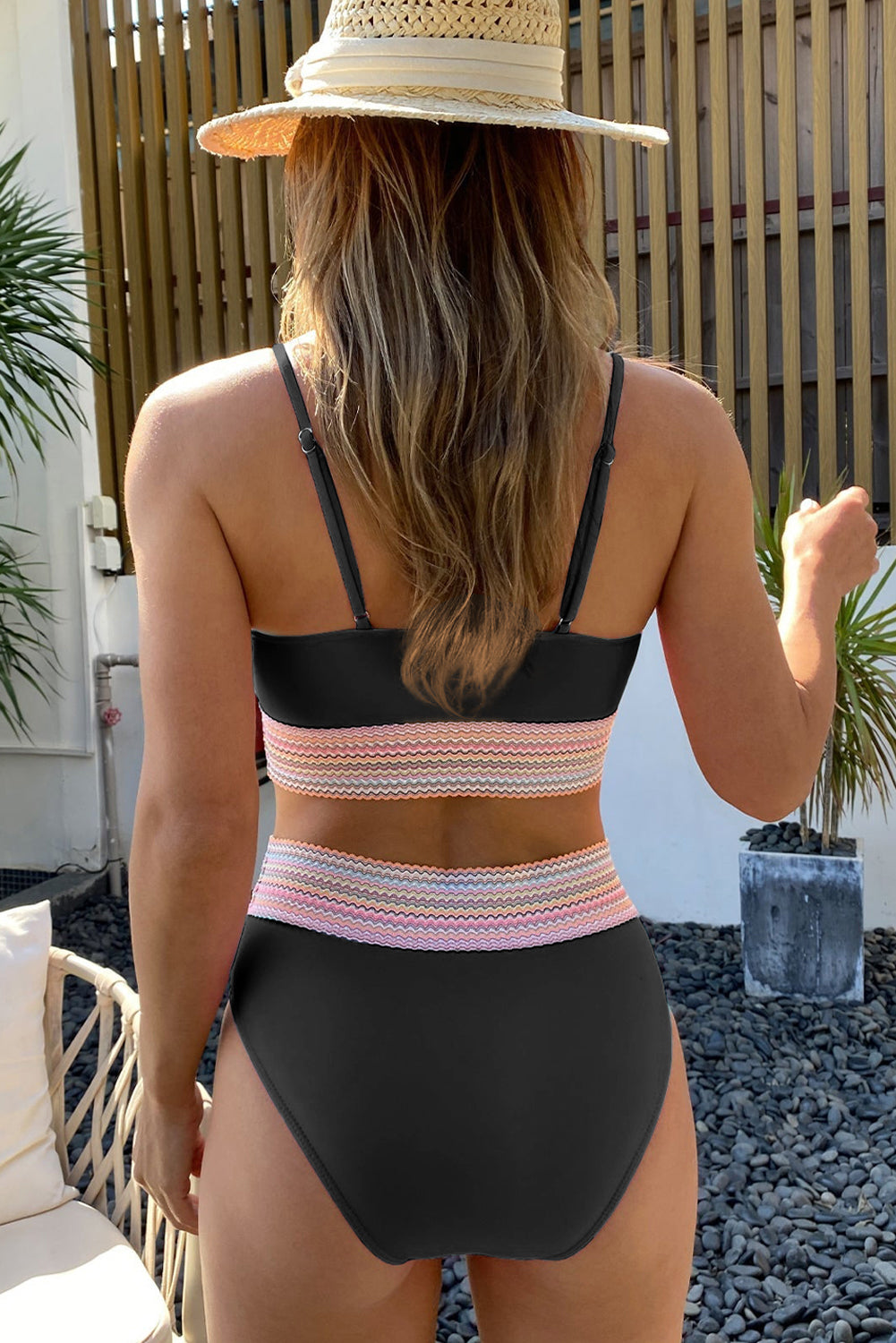 Black Striped Swimsuit