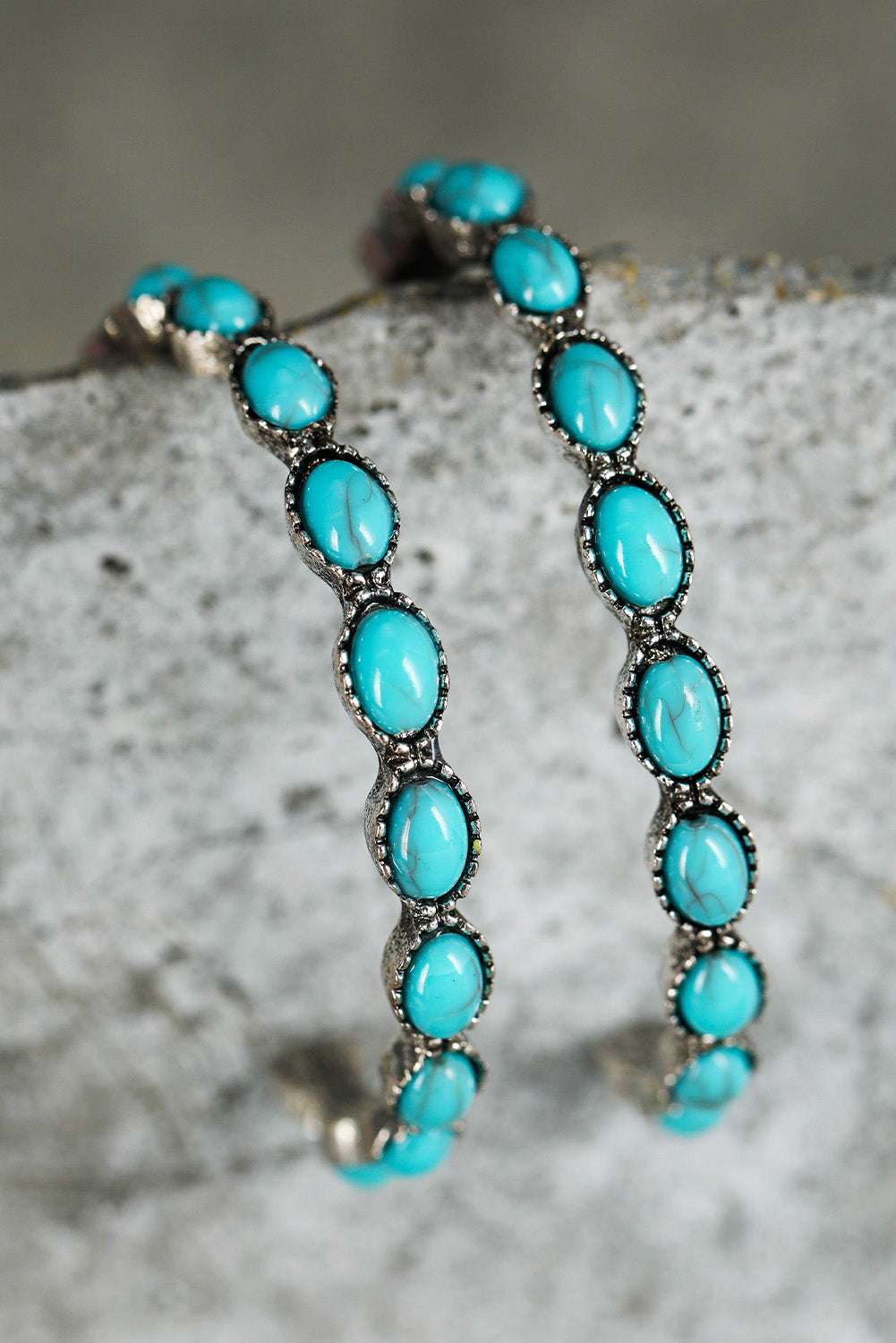 Teal Stone Hoop Earrings