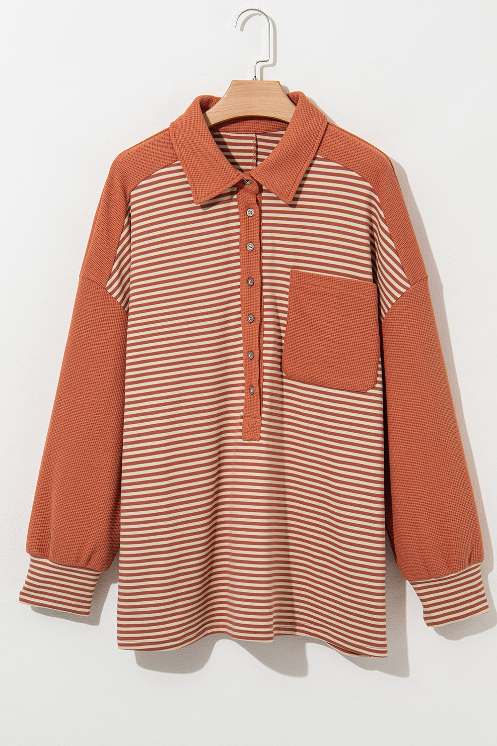 Rust Orange Striped Plus Size Sweatshirt