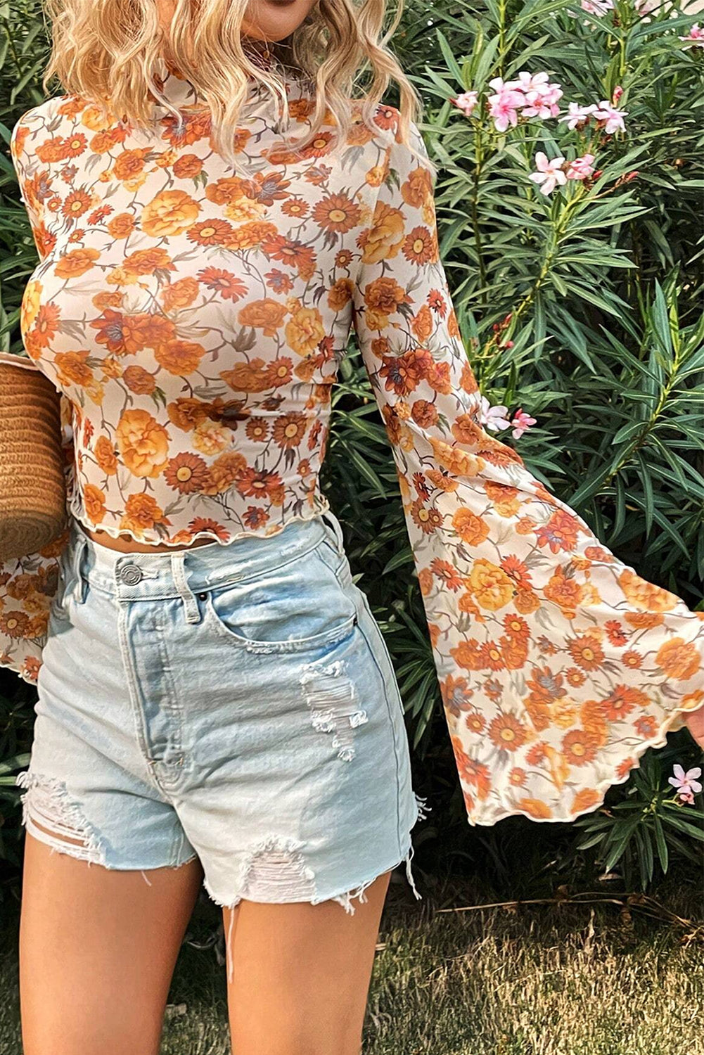 Orange Bell Sleeve Top