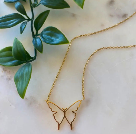 Gold butterfly necklace