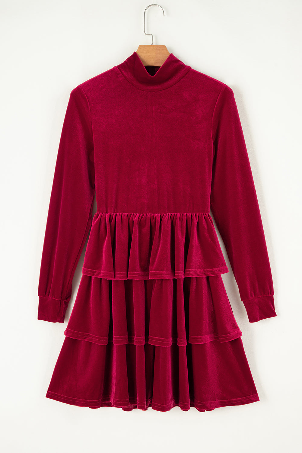 Red Velvet Ruffle Mini Dress