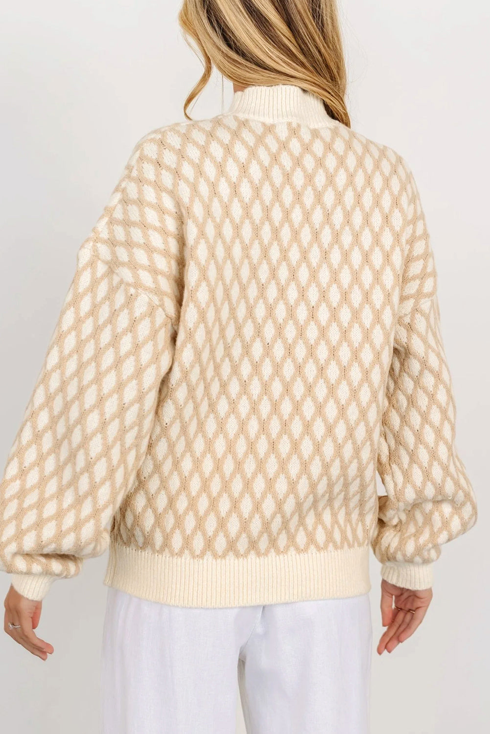 Oatmeal Diamond Knit Sweater