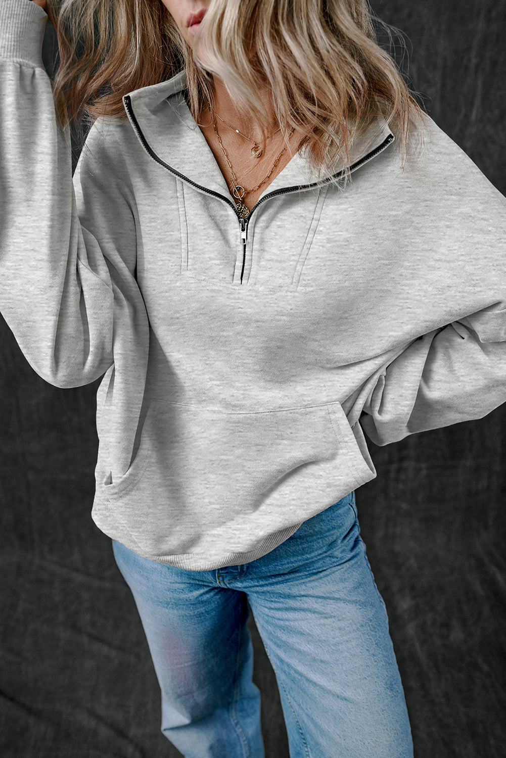 Light Grey Quarter Zip Sweatshirt