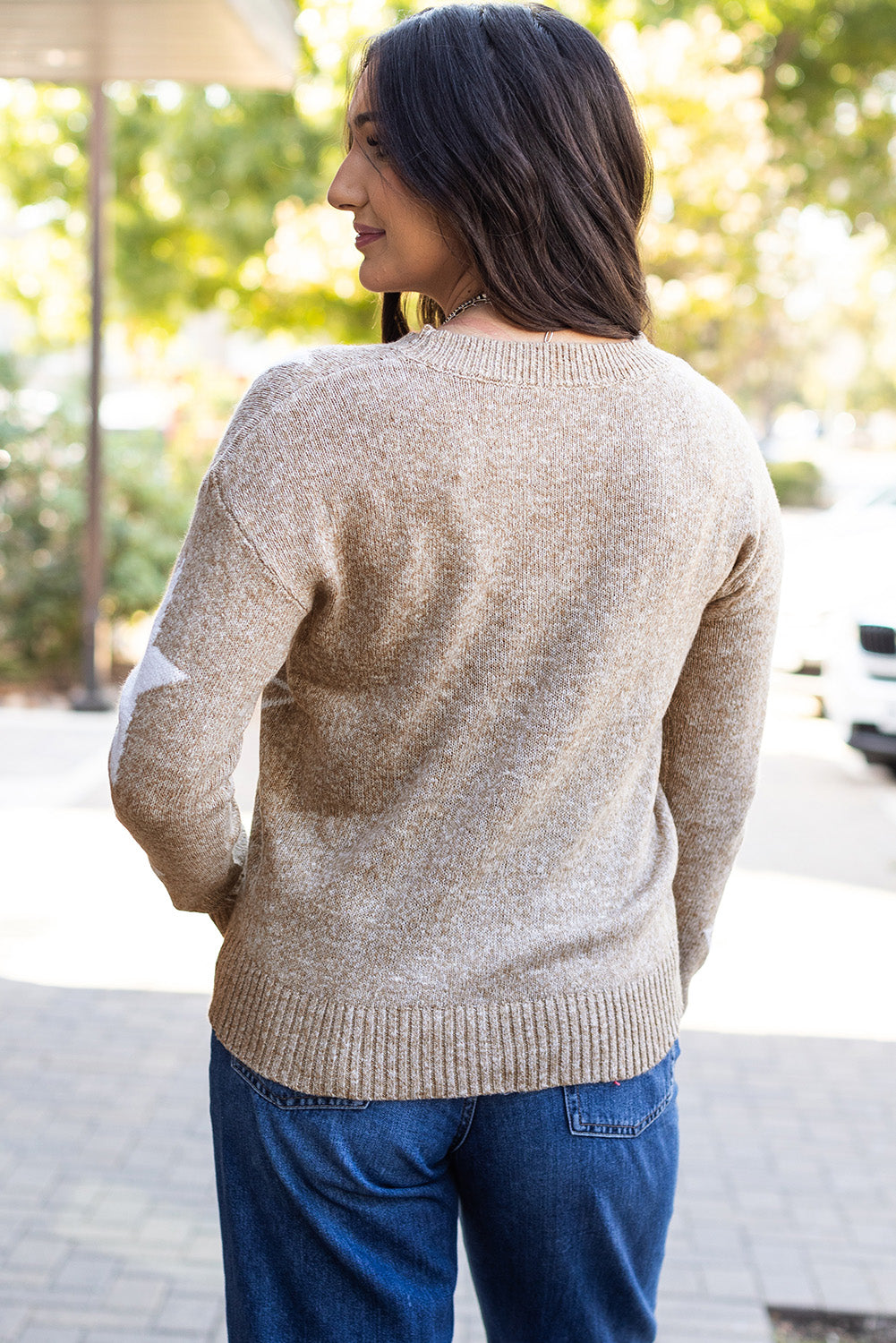 Khaki Star Pattern Sweater