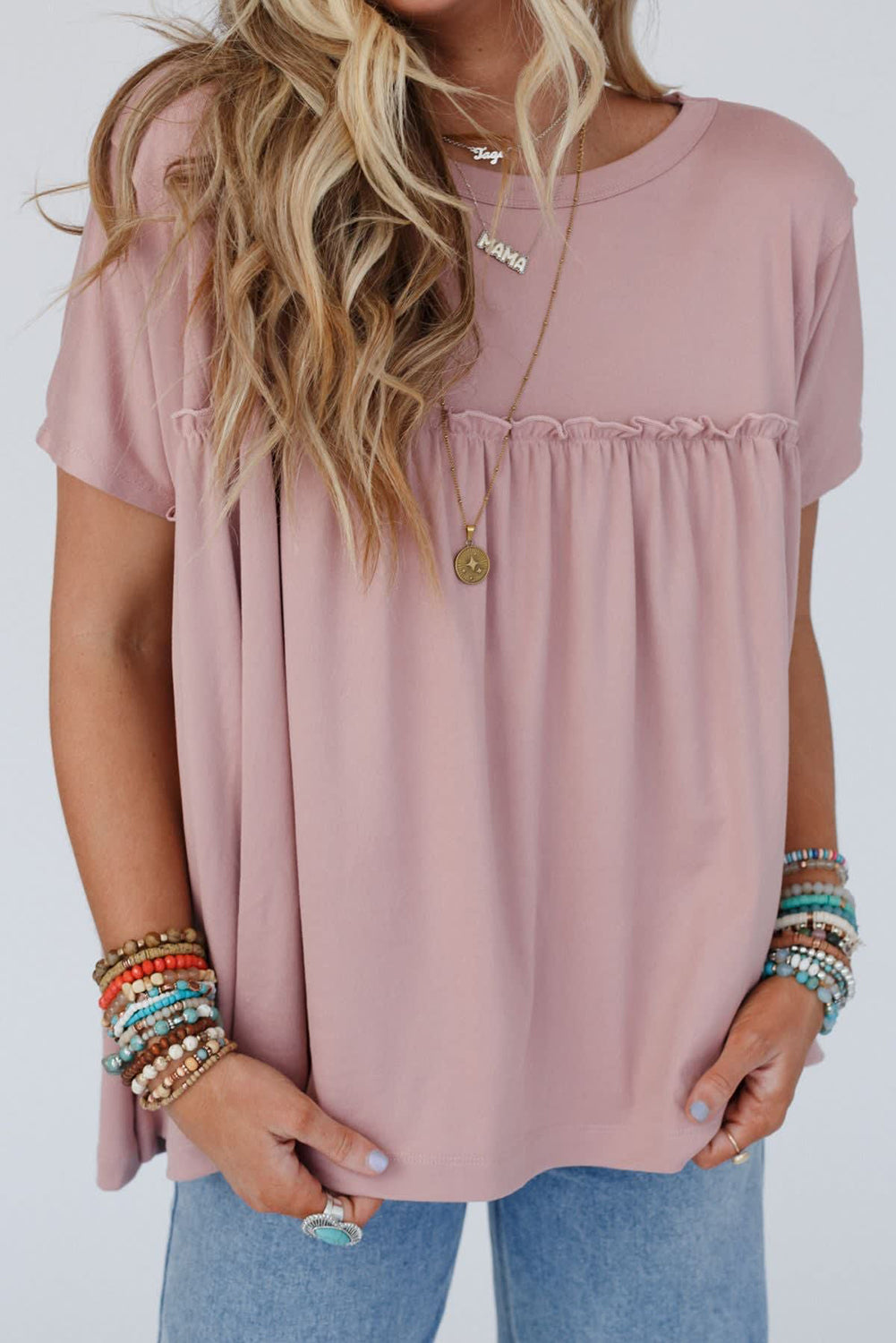 Light Pink Ruffled Babydoll Tee