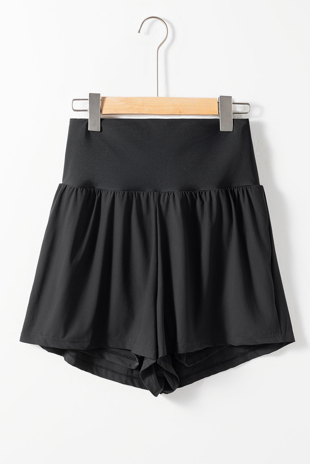 Black Pocketed Wide Waistband Shorts