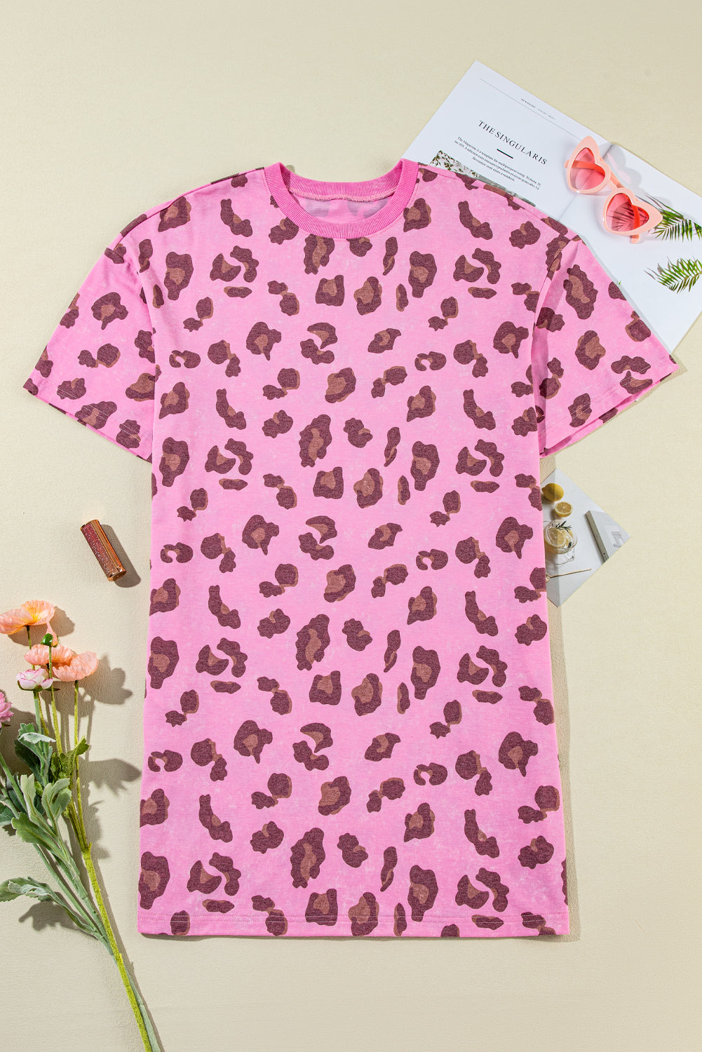 Pink Leopard T-Shirt Dress