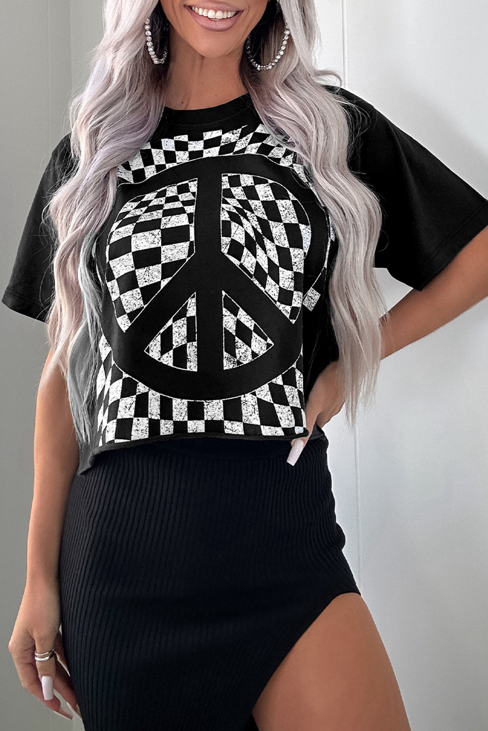 Checkered Peace Graphic Tee