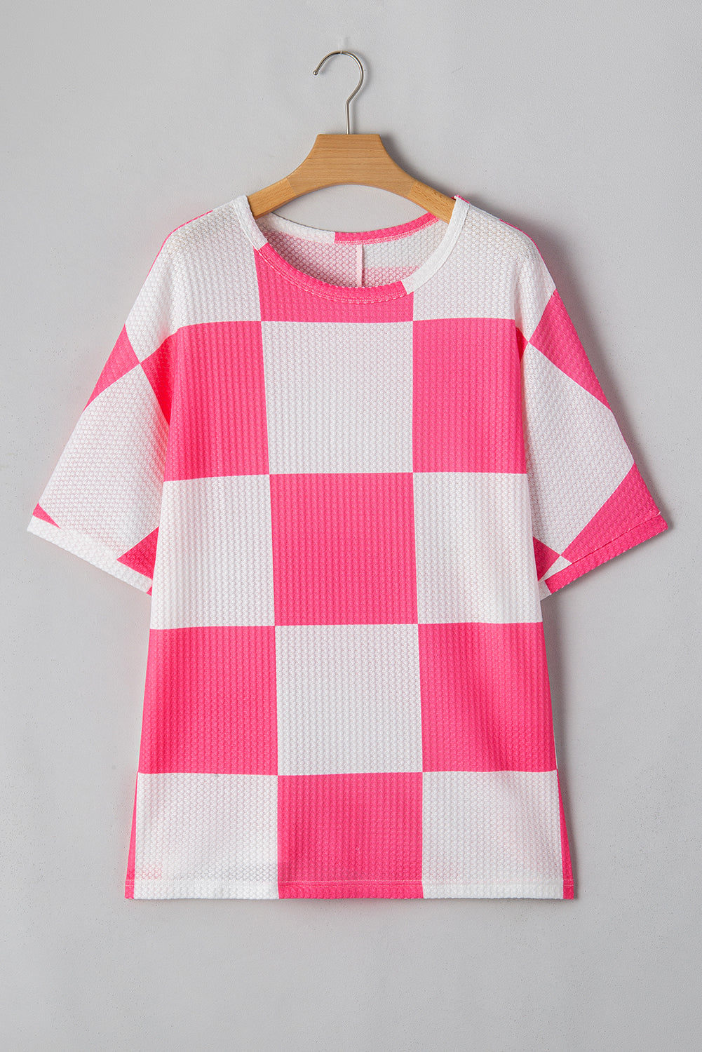 Hot Pink Checkered Plus Size T Shirt