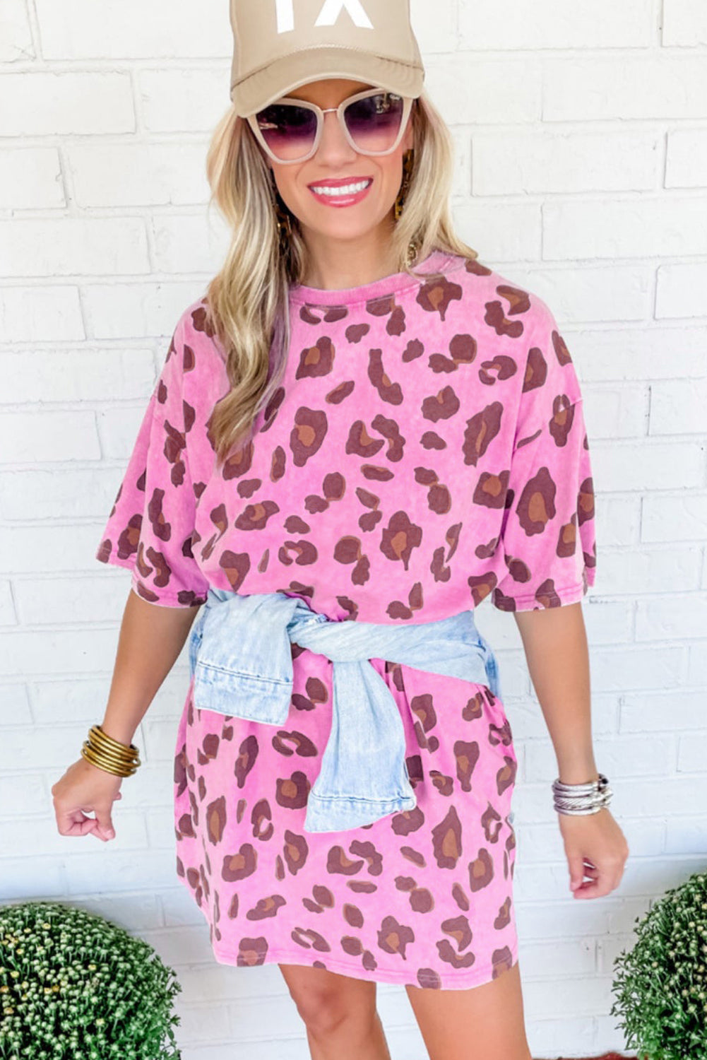 Pink Leopard T-Shirt Dress