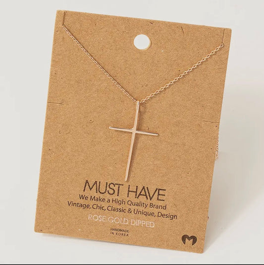 Rose gold cross necklace