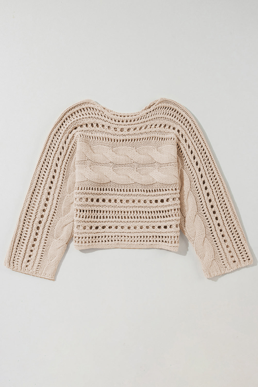 Beige Knit Cropped Sweater