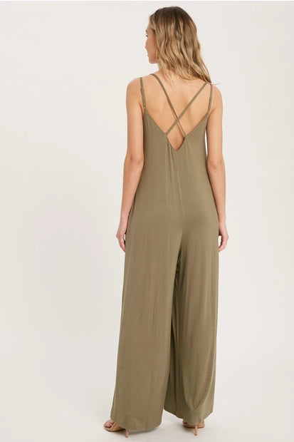 Olive Green Criss-Cross Jumpsuit