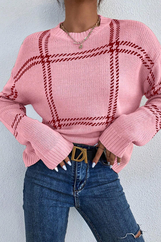 Pink Plaid Sweater