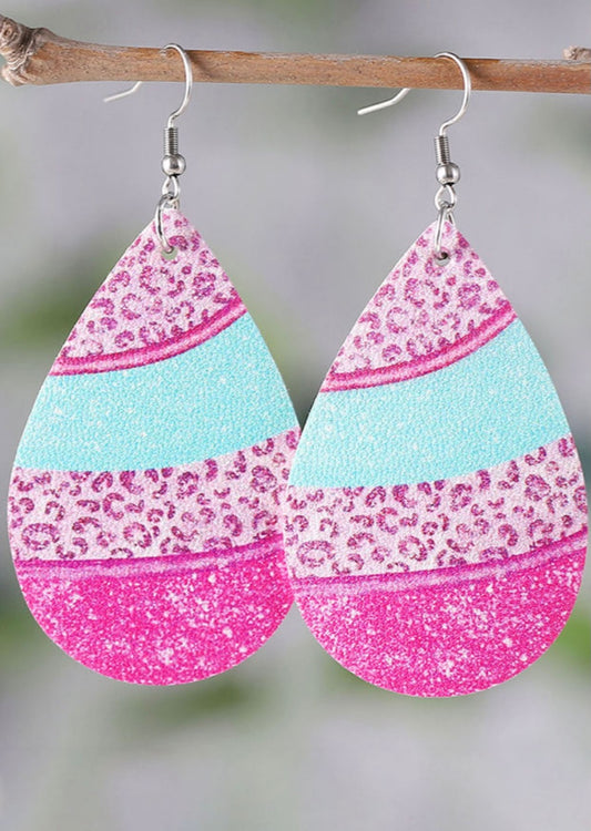 Pink leopard dangle earrings