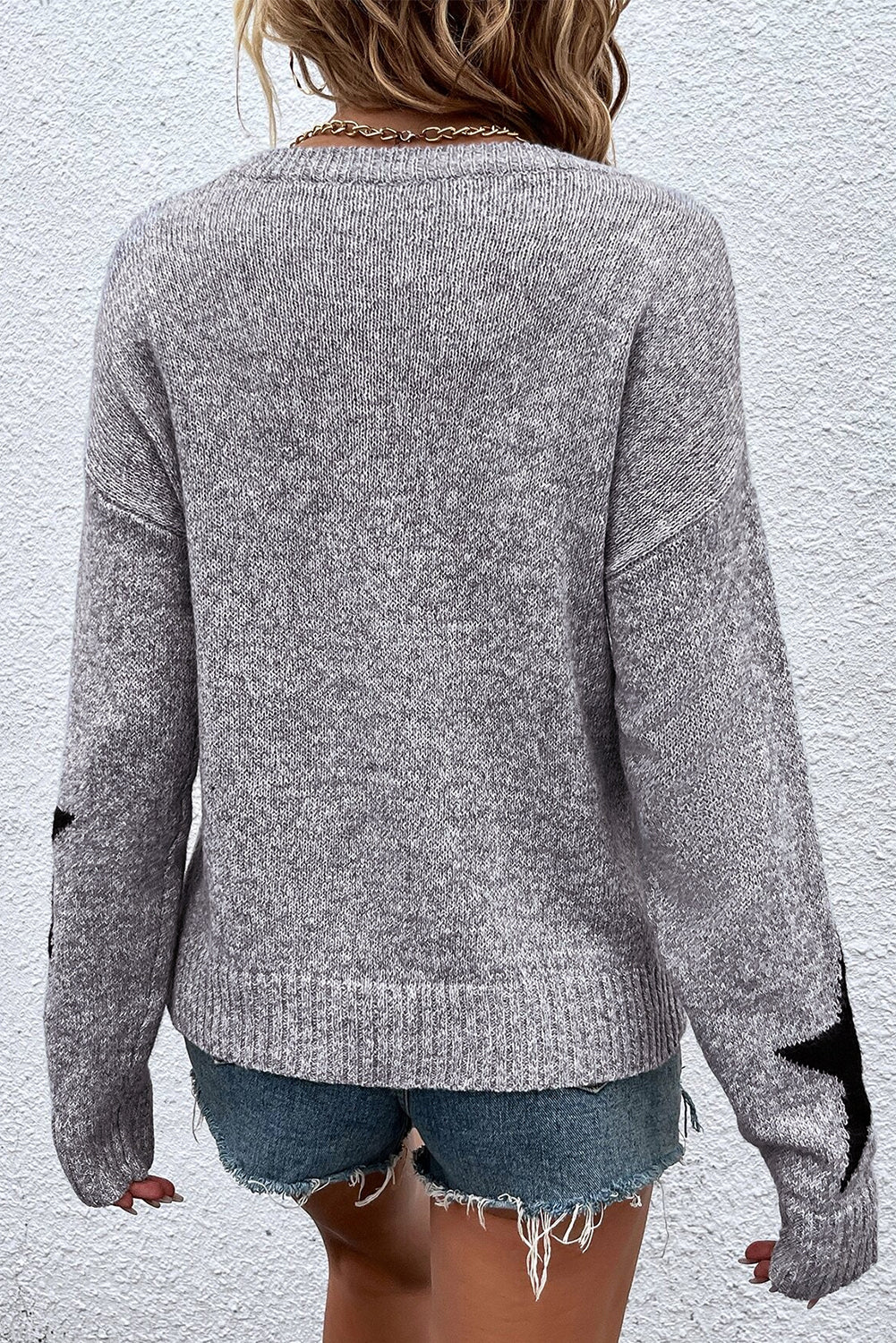 Gray Star Pattern Sweater