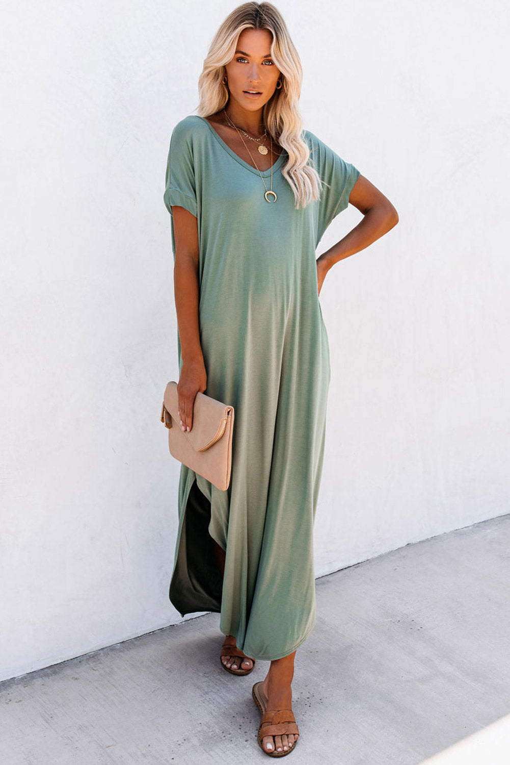 Sage Maxi T-shirt Dress