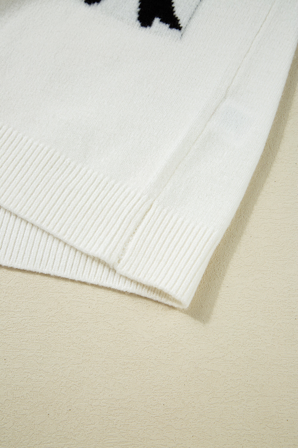 Black Bow Pattern Knit Short Sleeve Sweater