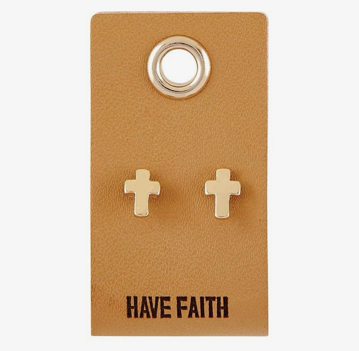 Have Faith Gold Cross Stud Earrings